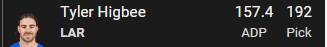 tyler higbee adp