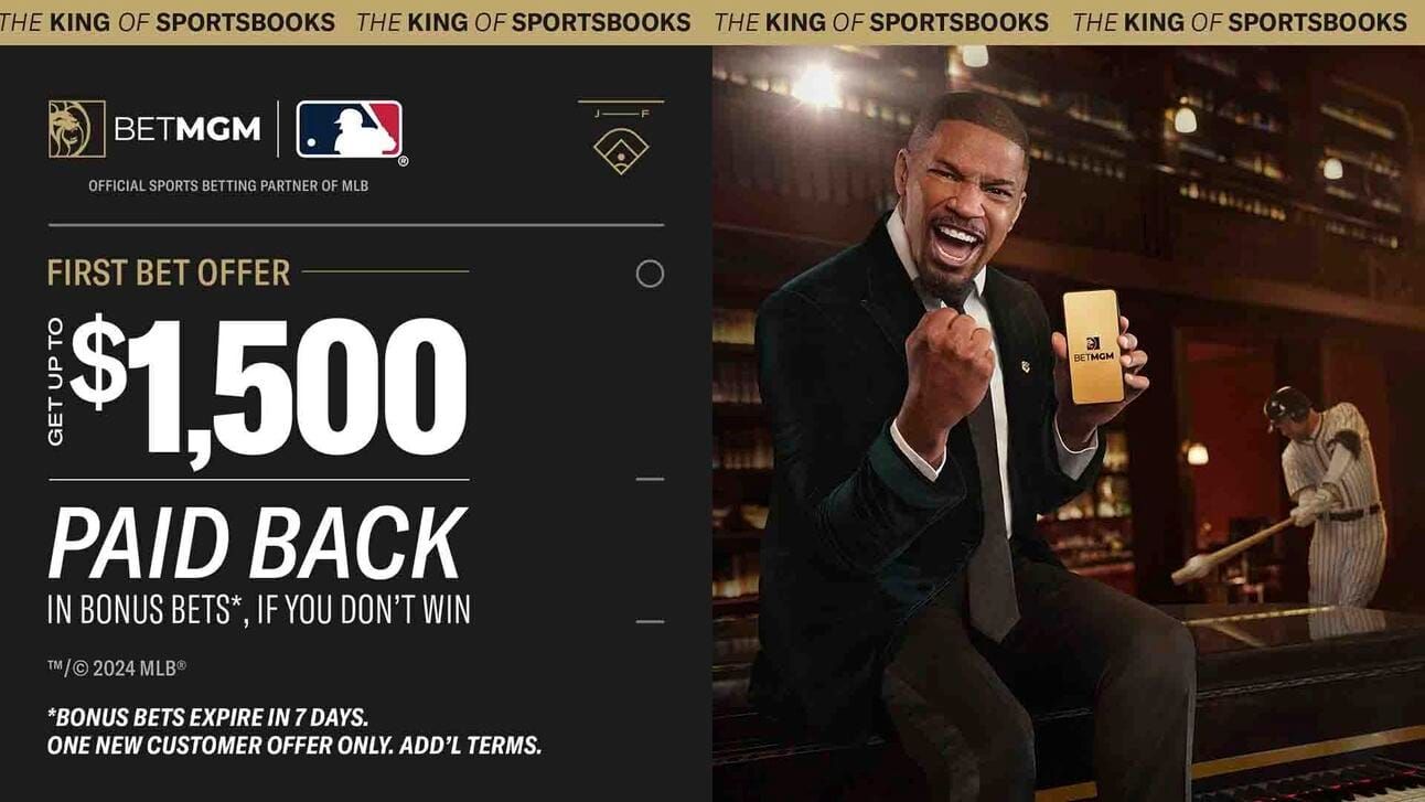 The kings of sportsbooks BetMGM Official Sports Betting Partner of MLB First Bet Offer Get up to $1,500 Paid Back in Bonus Bets* If you don't win *Bonus bets expire in 7 days. One new customer offer only. Additional Terms.