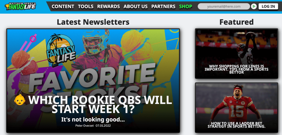 Fantasy Life Website Screenshot