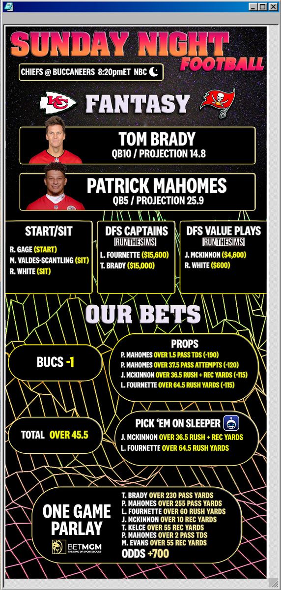 Chiefs Bucs Betting Card